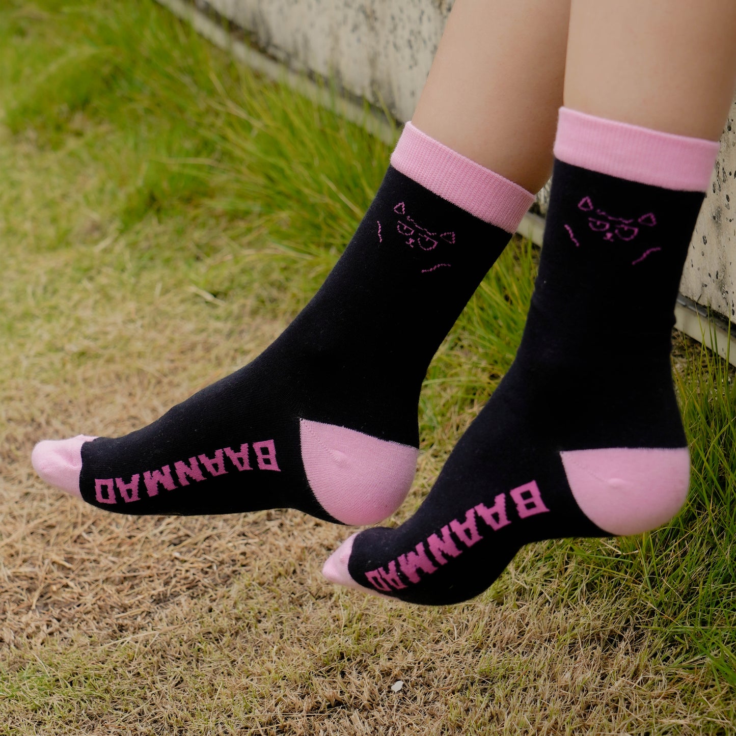 Black Pink Letter socks 1 pairs