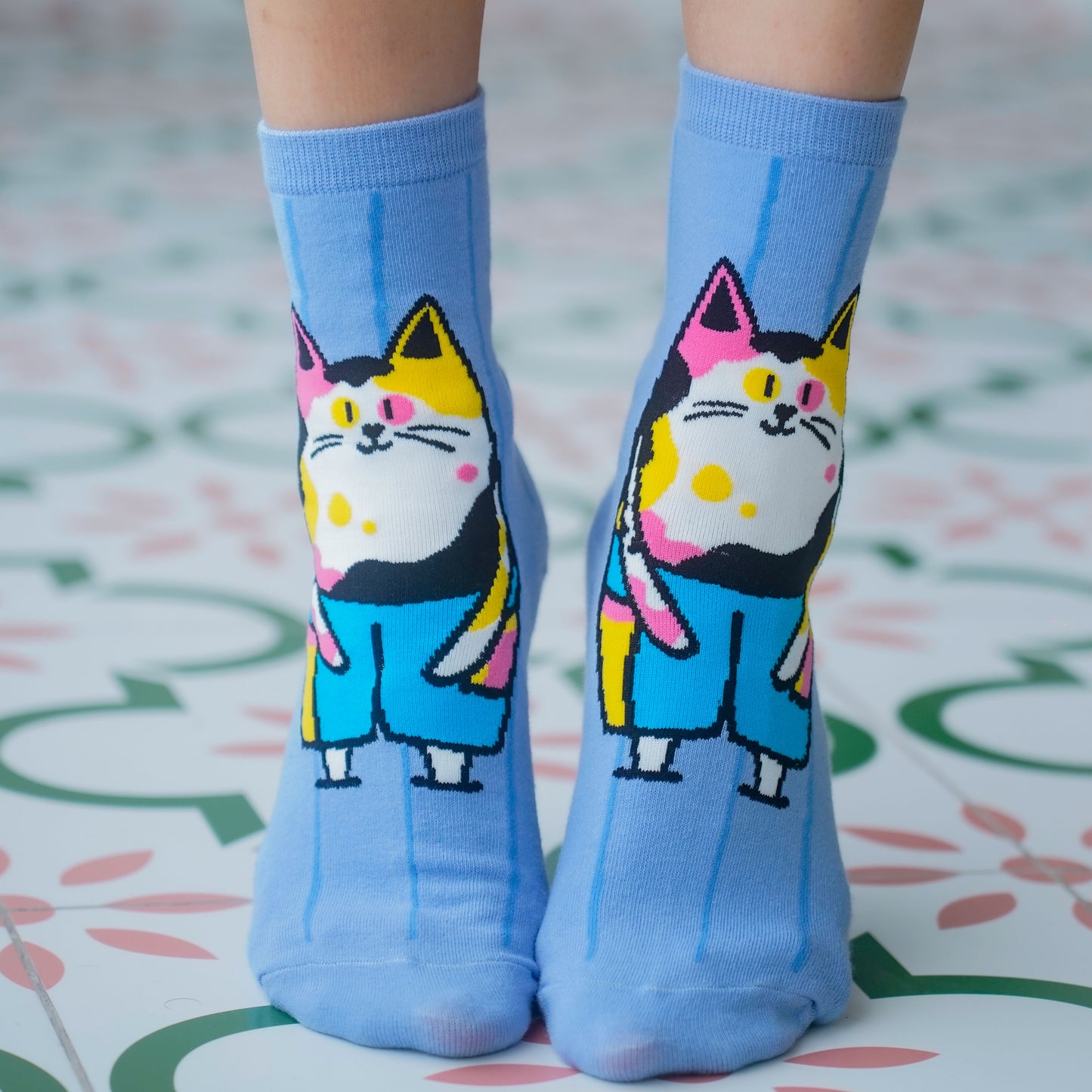 Purple Full Body Cat 1 pairs丨Dopamine cats socks丨Original design