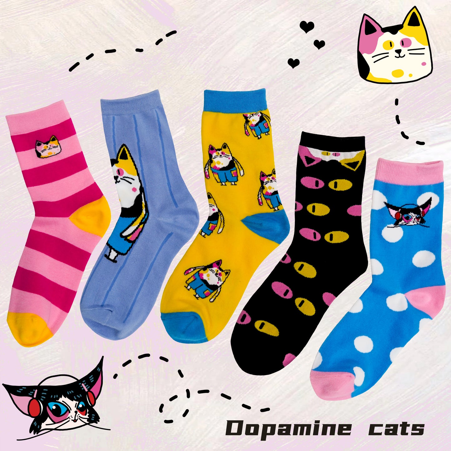 Dopamine cats sock combination socks 5 pairs