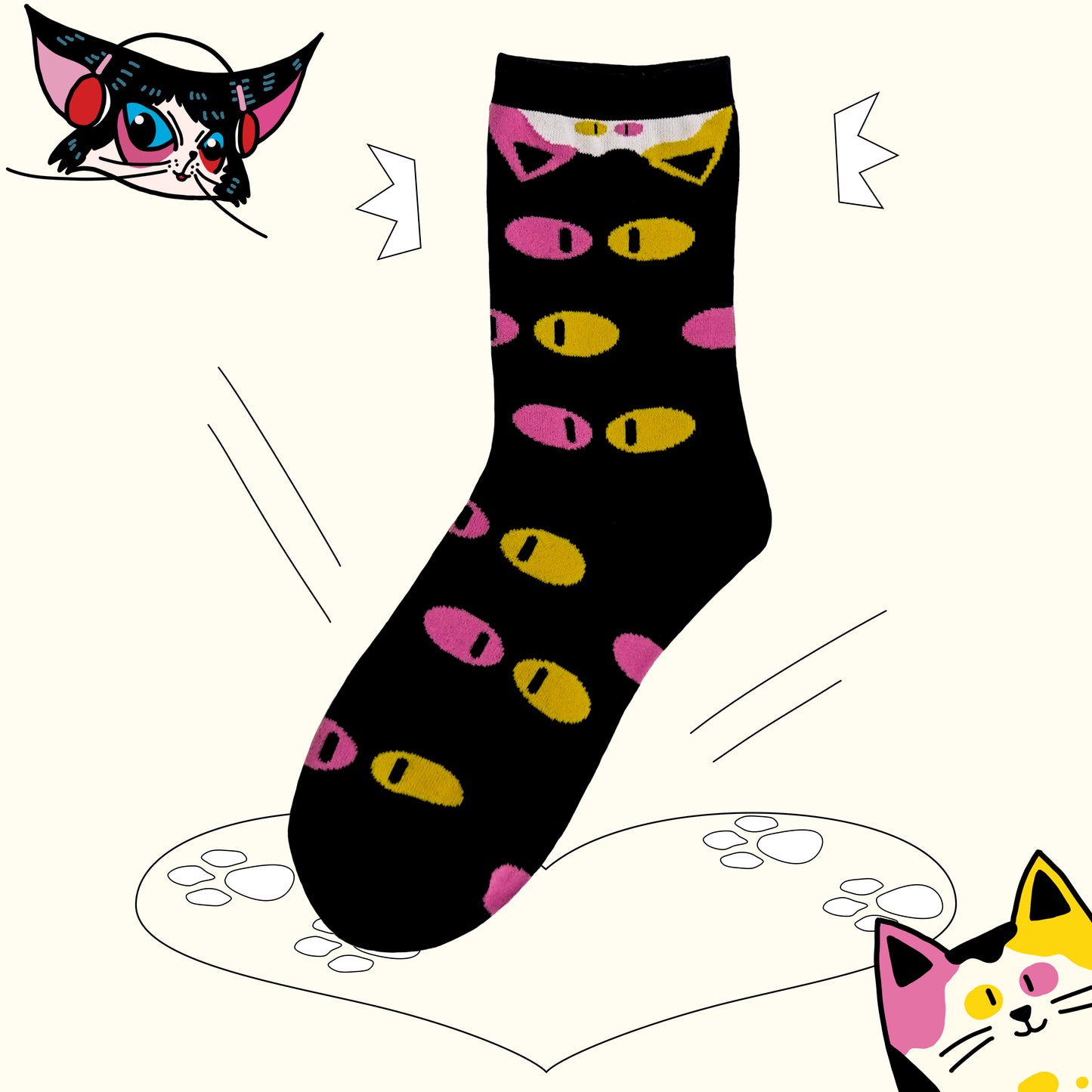 Black eyes socks 1 pairs