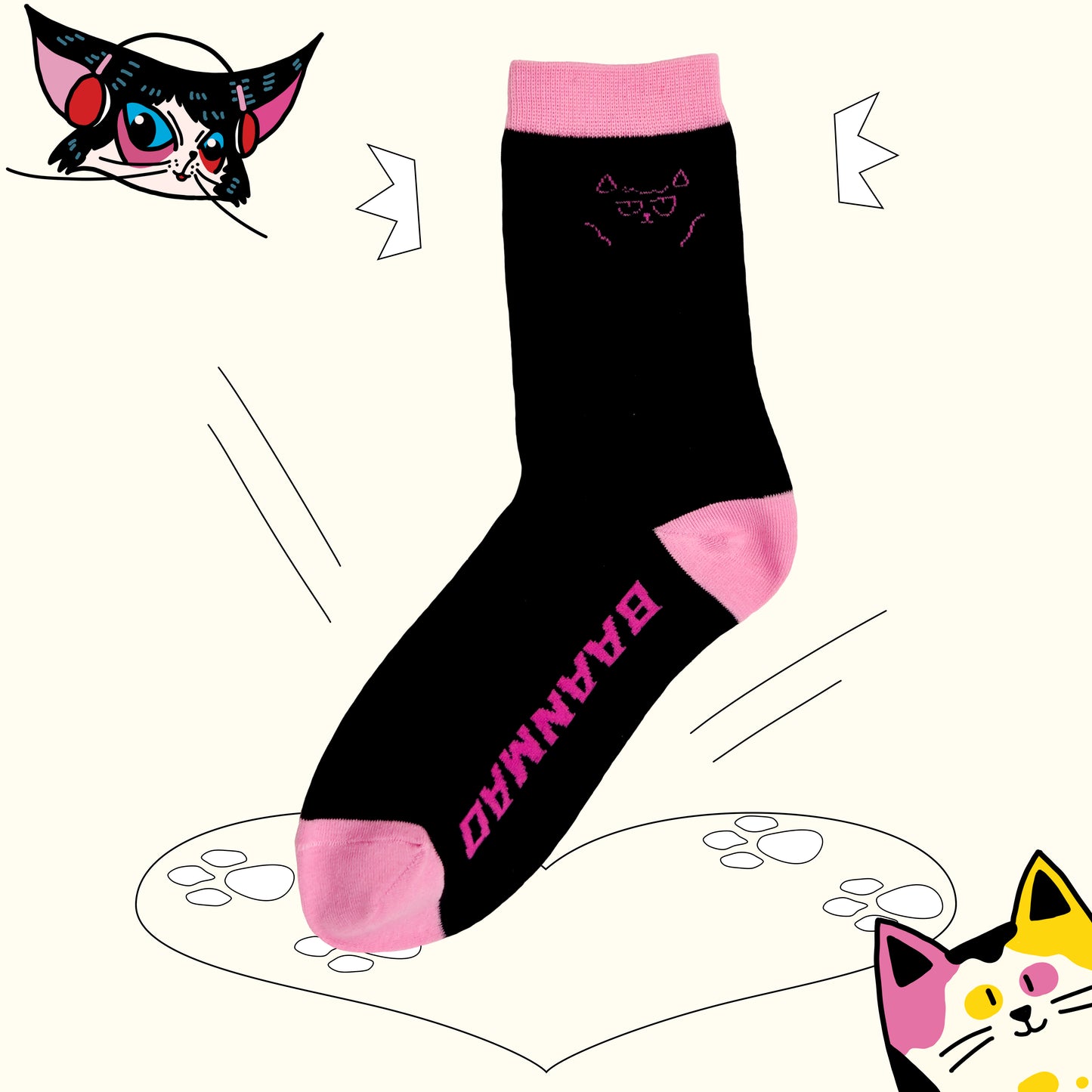 Black Pink Letter socks 1 pairs