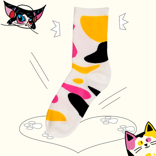 White tricolor pattern socks 1 pairs