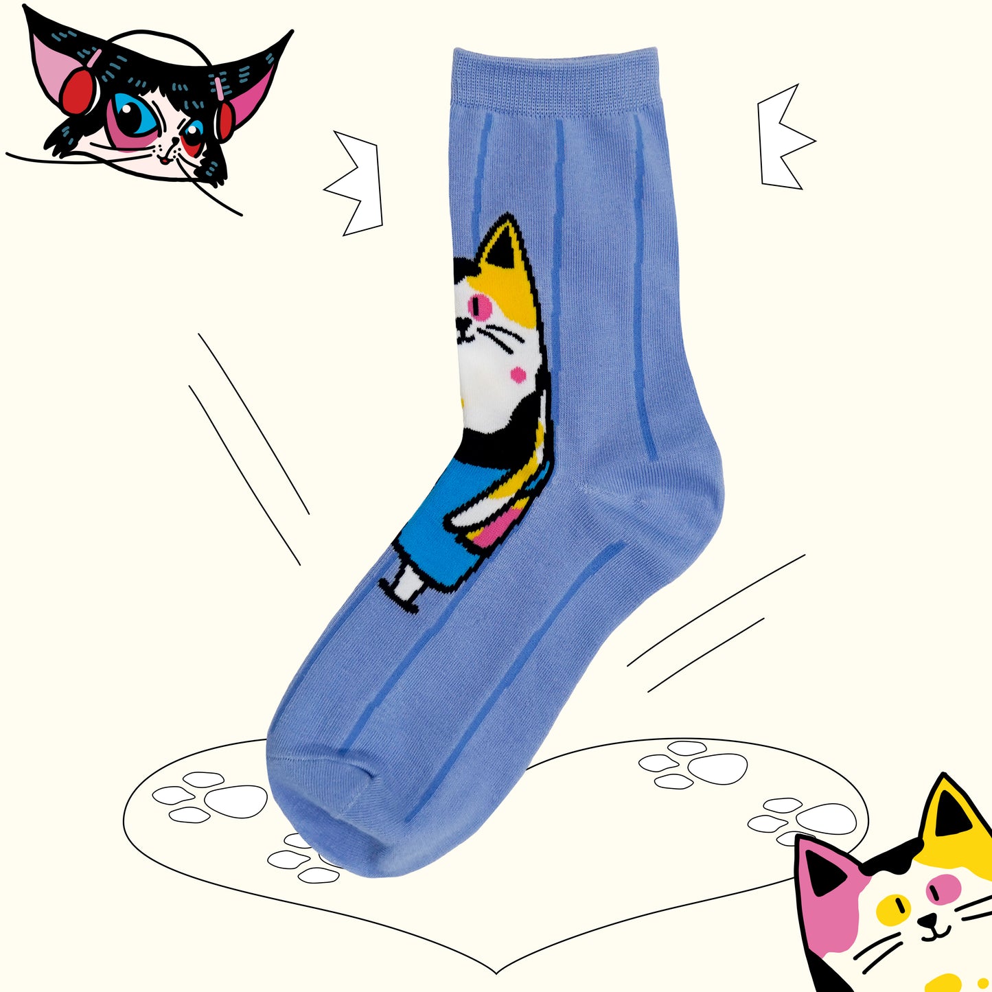 Purple Full Body Cat socks 1 pairs